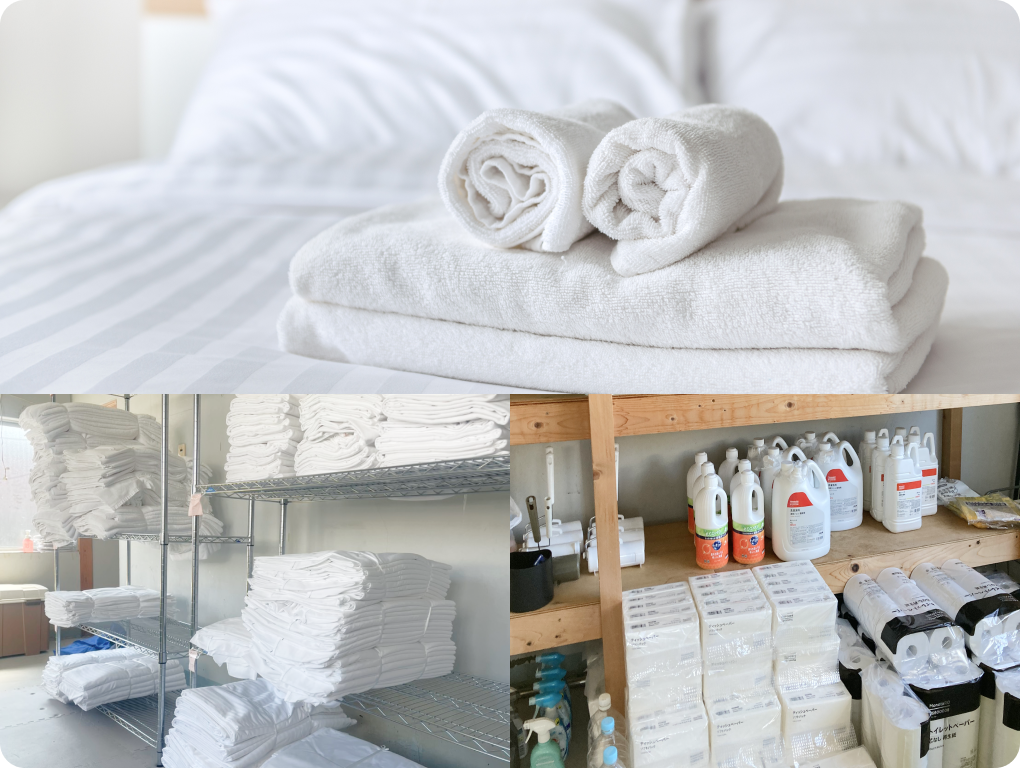 民泊のダブルベッド